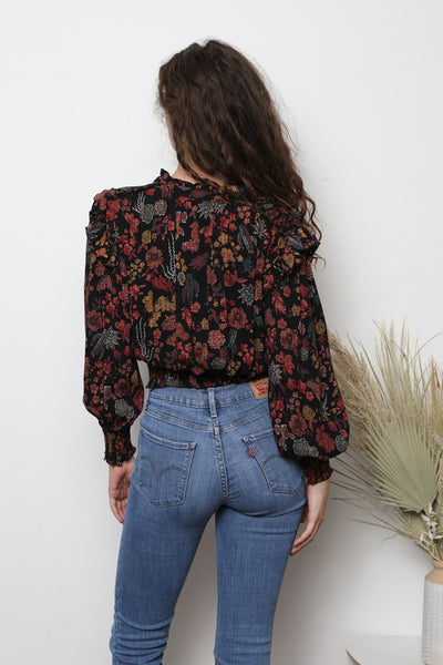 Top, Floral Ruffle