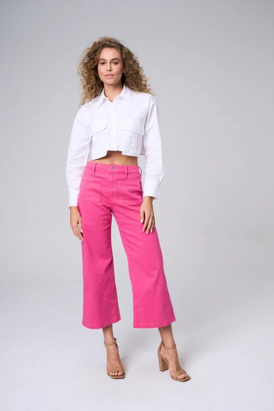 Pant, Crop Wide Leg Hot Pink