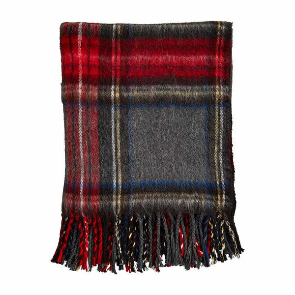 Throw, Gray Tartan Fringe