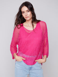 Top, Fishnet Crochet Sweater, PP