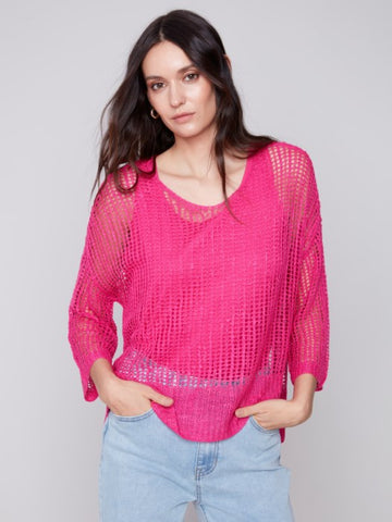Top, Fishnet Crochet Sweater, PP