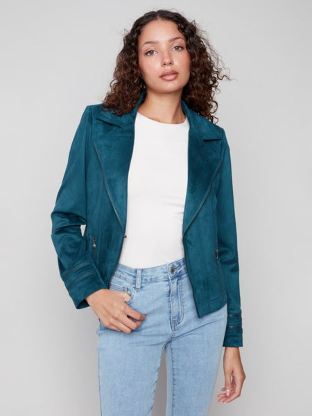 Jacket, Faux Suede Evergreen