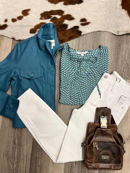 Jacket, Utility Crop - Ocean Blue