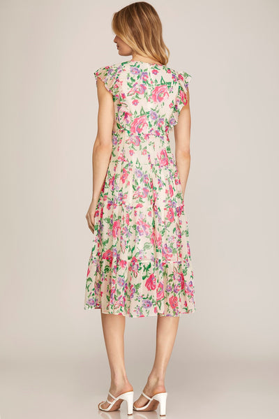 Dress, Tiered Midi Floral