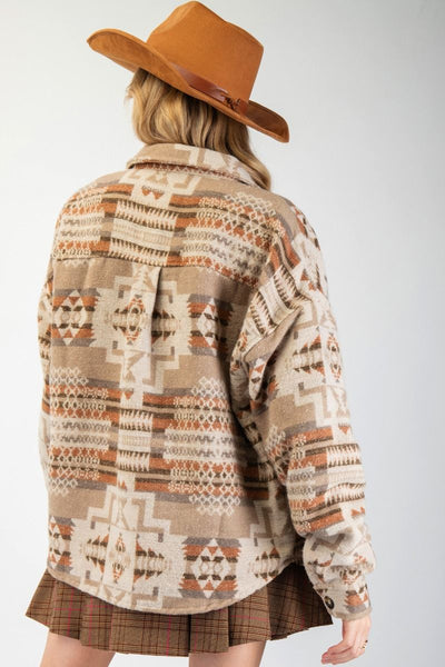 Shacket, Curvy Ethnic Print