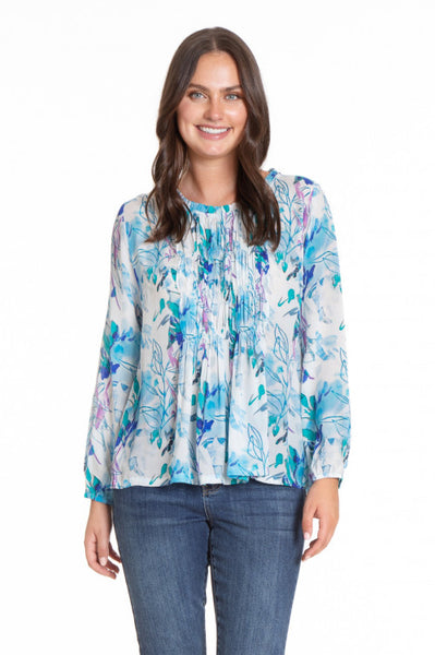 Blue Smock Neck Top