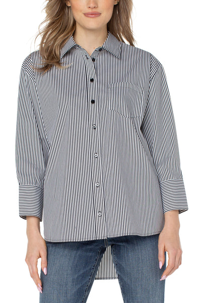 Top, Oversized B/W Stripe