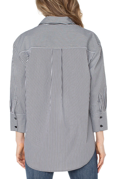 Top, Oversized B/W Stripe