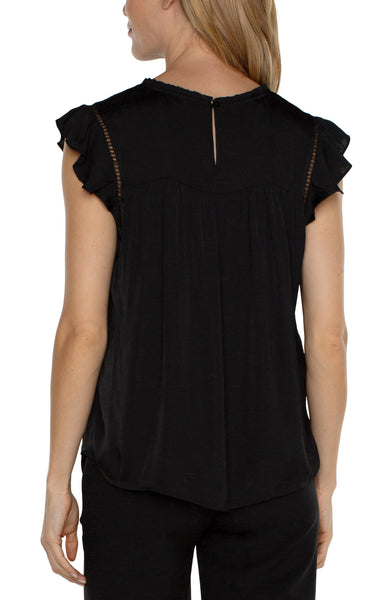 Top, Flutter Sleeve - Black
