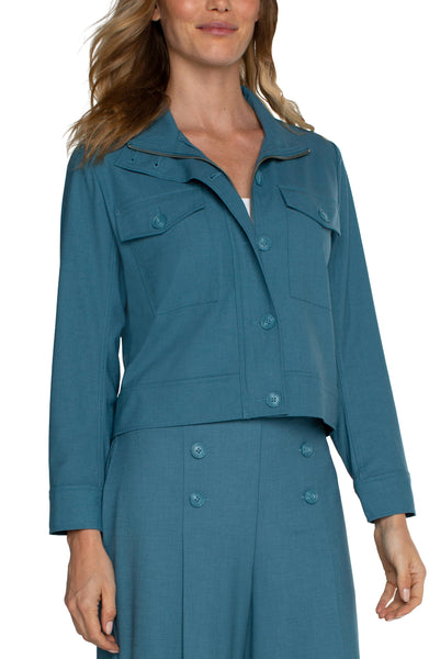 Jacket, Utility Crop - Ocean Blue