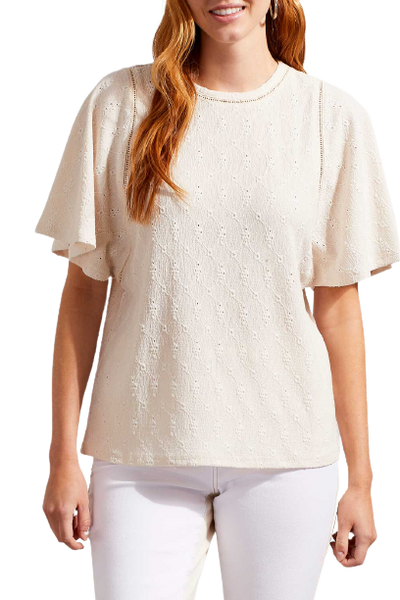 Top, Eggshell Flutter Sleeve