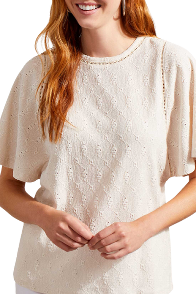 Top, Eggshell Flutter Sleeve