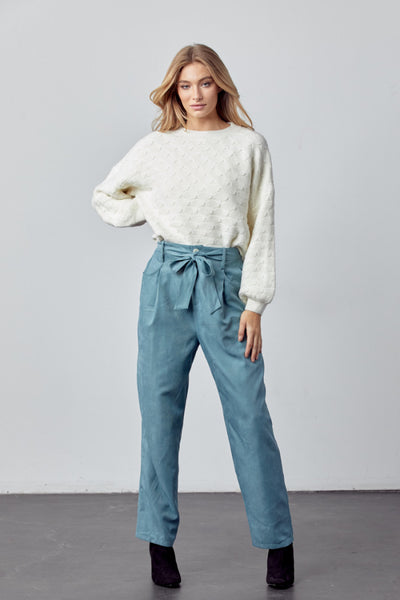 Soft Corduroy Belted Pants
