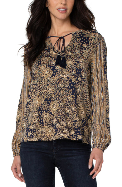 Navy/ Gold Tie Front