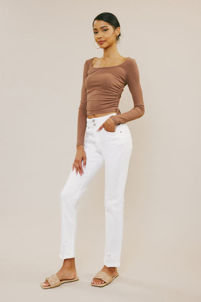 White High Rise Straight