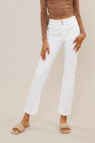 White High Rise Straight