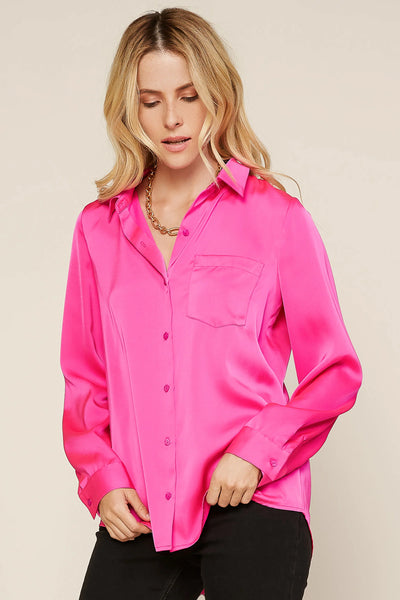 Top, Hot Pink Button Down
