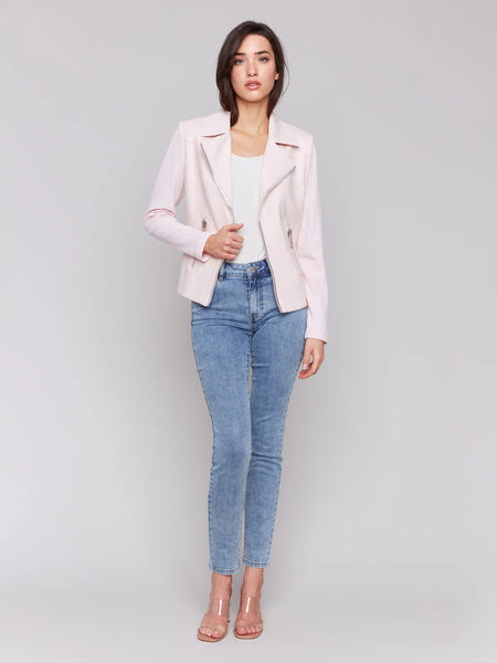 Jacket, Faux Leather/Rib Sweater