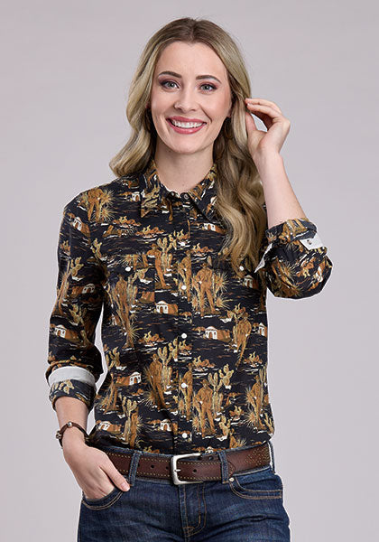 Top, LS Cowboy Print