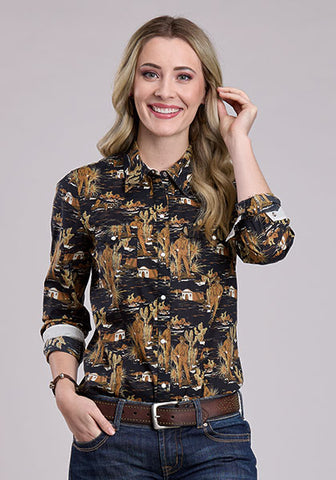 Top, LS Cowboy Print