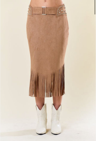 Skirt, Stud Fringe Midi