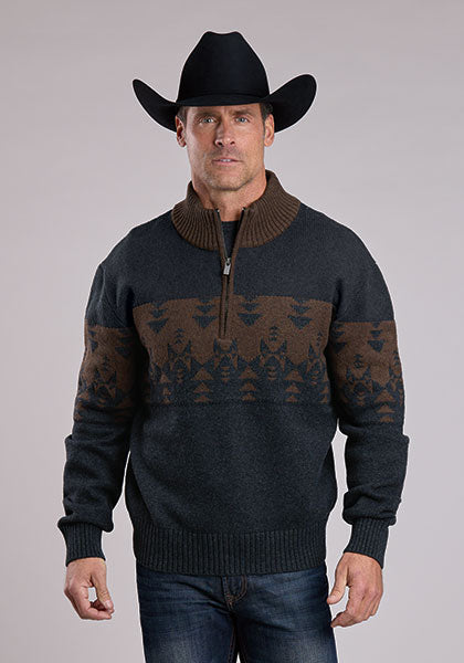 Men's Sweater, Charcoal/ Brown