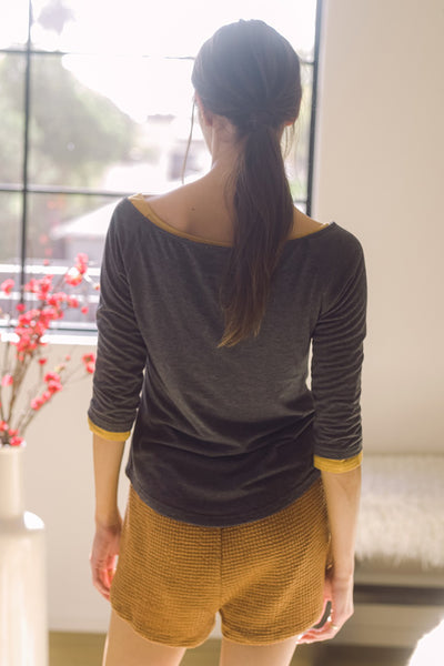 Top, Charcoal Boat Neck