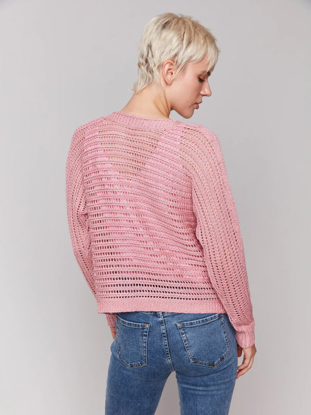 Top, Metallic Fishnet Dolman Sweater