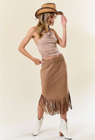 Skirt, Stud Fringe Midi