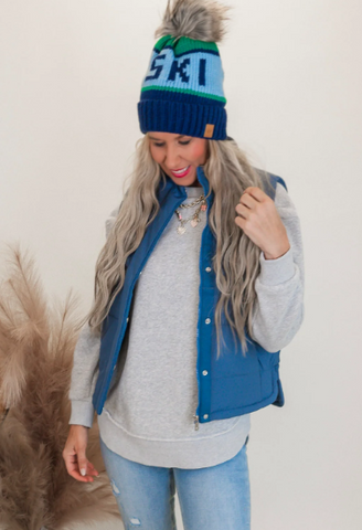 Vest, Dusty Blue Puff