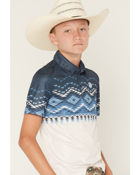 Boys Border Print Polo
