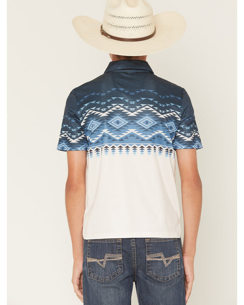Boys Border Print Polo