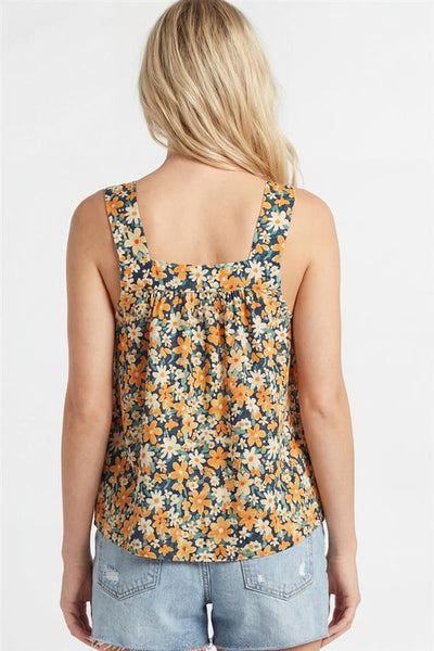 Top, Sq. Neck Floral