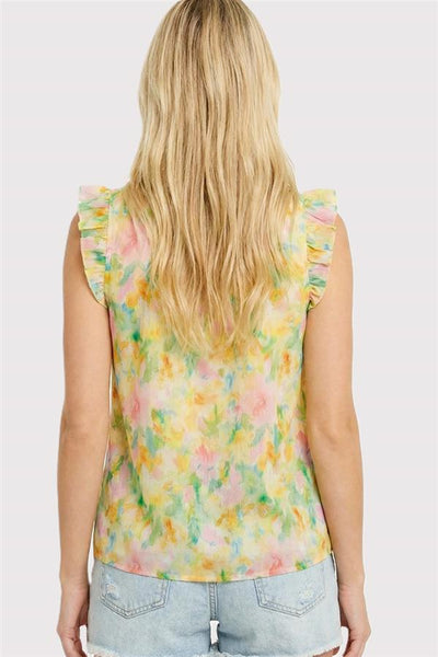 Top, Ruffle Neck Floral