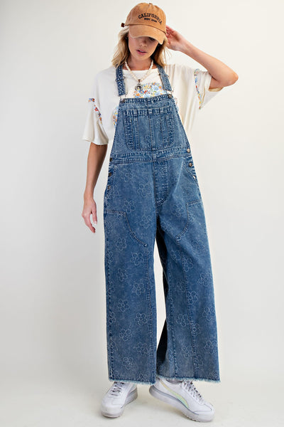 Coveralls, Black Denim Flower