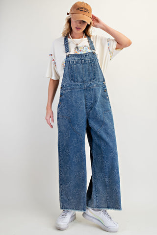 Coveralls, Black Denim Flower