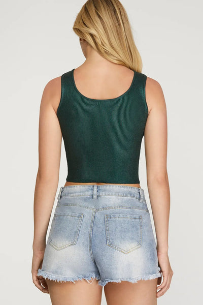 Top, Metallic Ribbed Tank