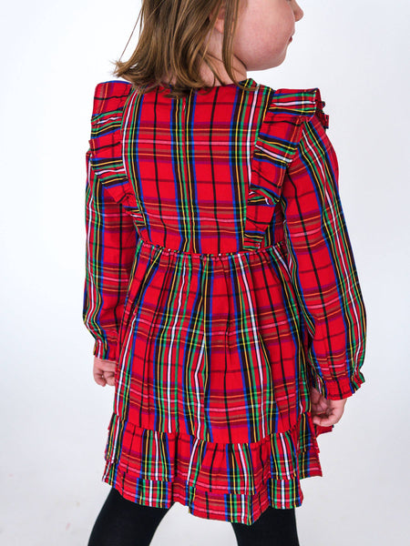 Girls, Red Plaid LS Dress