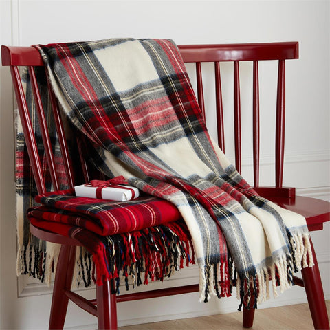 Throw, Red Tartan Fringe