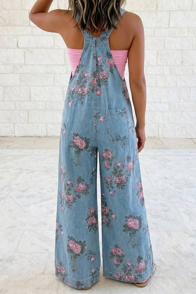 Overalls, Floral Print Denim