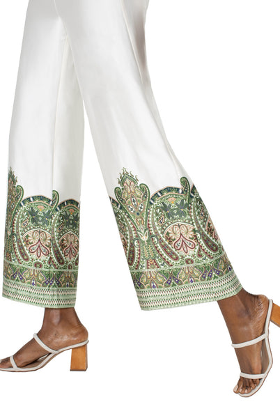 Pant, Wide Leg Border Print