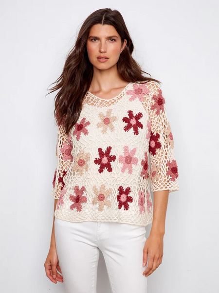 Sweater, Crochet Carnation