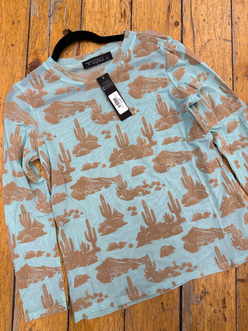 Top, Lt.Blue Beige Burnout