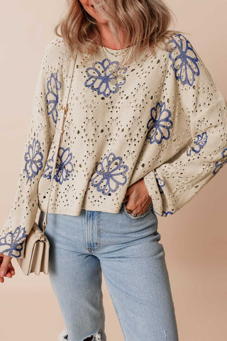 Sweater, Blue Flower