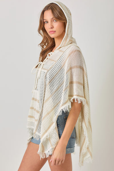 Poncho, Lace Up Hoodie