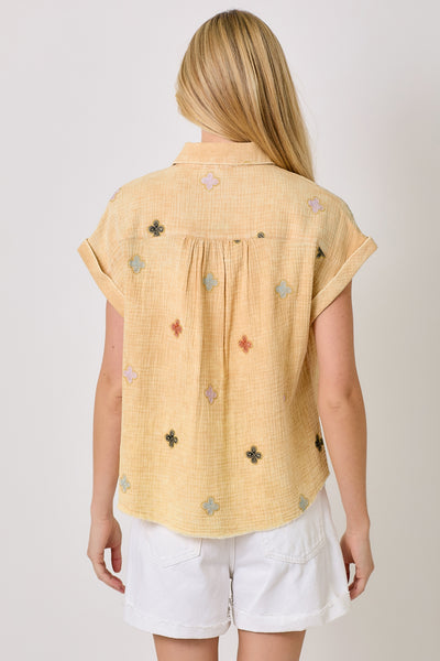 Top, Washed Embroidery