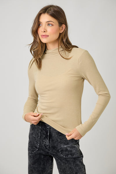 Top, LS Knit Mock