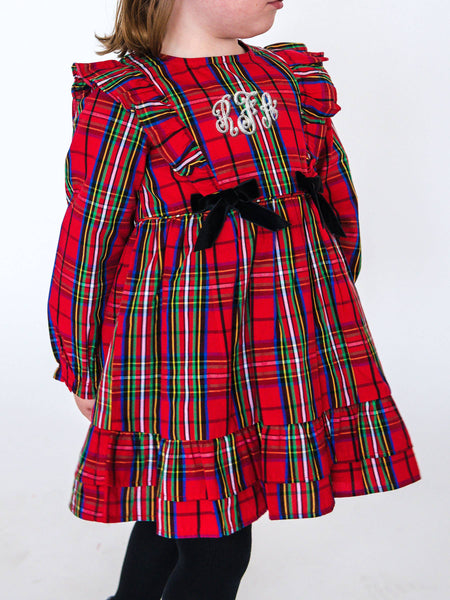 Girls, Red Plaid LS Dress