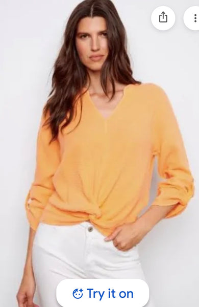 Top, Split Neck Front Knot