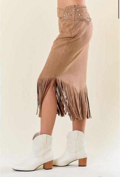 Skirt, Stud Fringe Midi